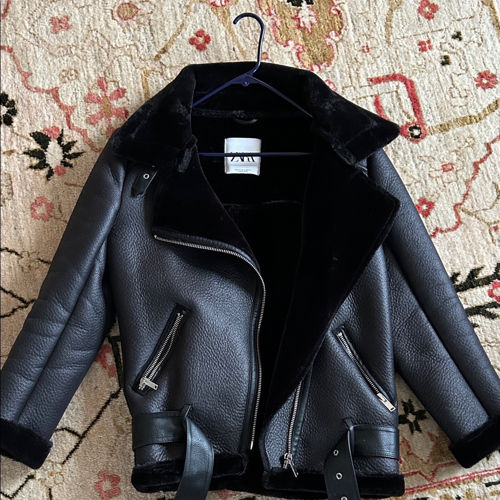 Zara Black Faux Leather Moto Jacket
